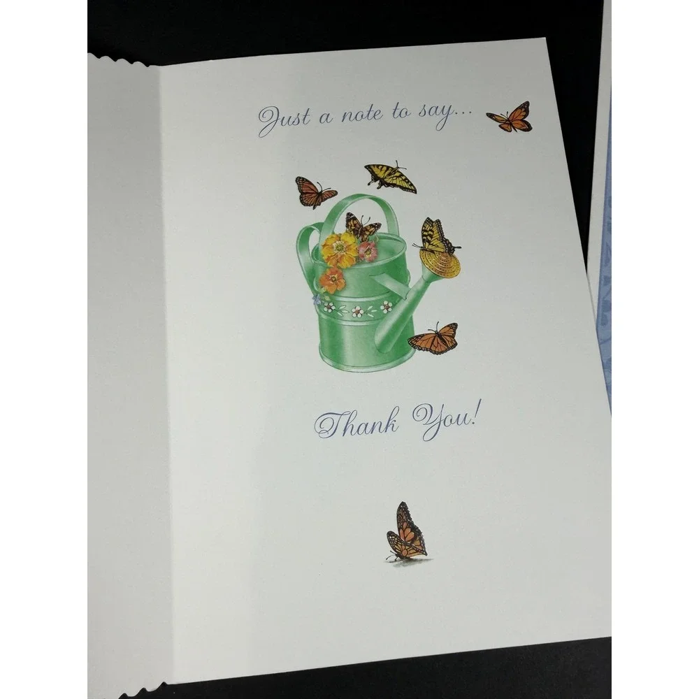 VTG PVA Friendship Greeting Cards Set 5 Blue Floral Butterfly Note Cards